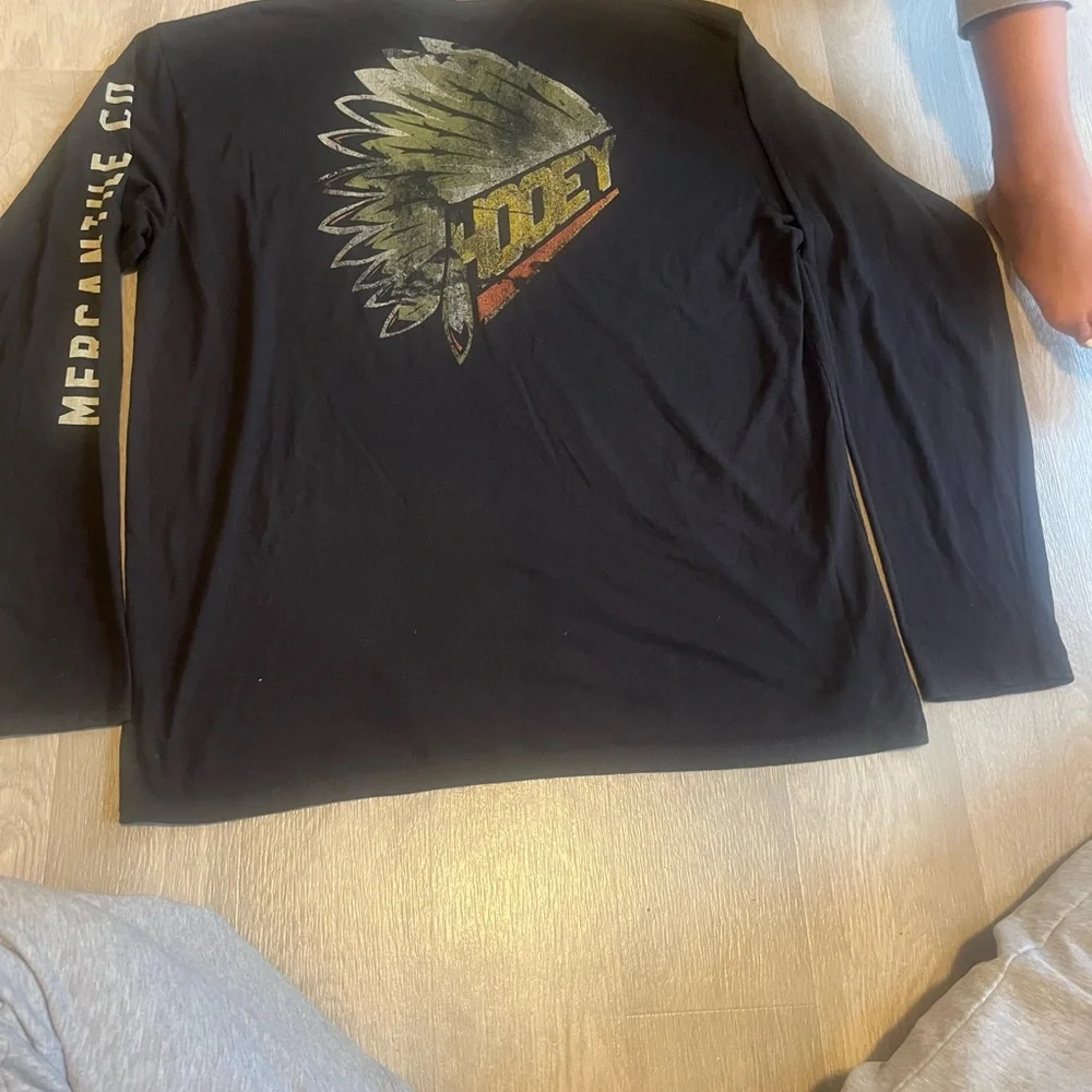 Hooey Black Long-Sleeve Tee with Gold and Red Distressed Headdress Graphic
